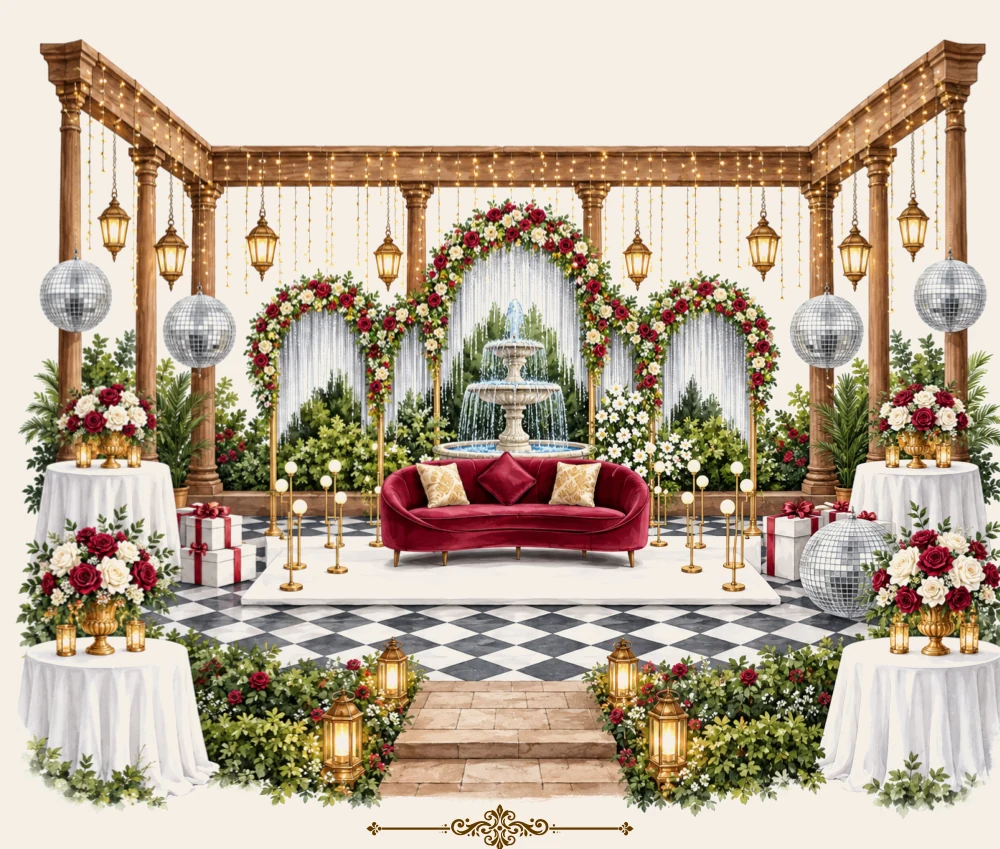 Varmala & Reception wedding illustration